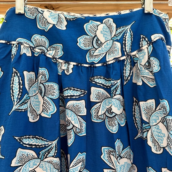 Anthropologie Maeve Alyssa MIDI Blue Floral Skirt 8 - Picture 7 of 16